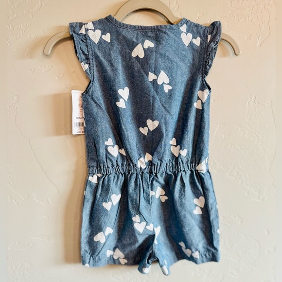 Carter's Baby Girl Romper Denim Jumpsuit Ruffle Sleeve SZ 18 months NWT! - Picture 3 of 9